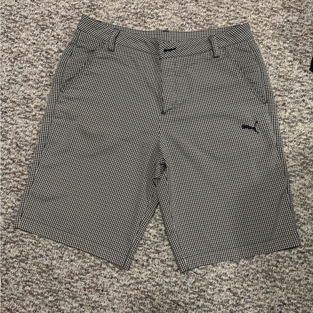 Puma Men's Black and White Patterned Shorts
